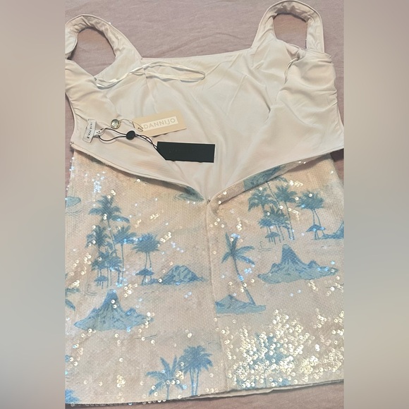 NWT Gianni Bini x DANNIJO Twiggy Size 4 Sequin Palm Tree Mini Tank Shift Dress - Picture 3 of 6